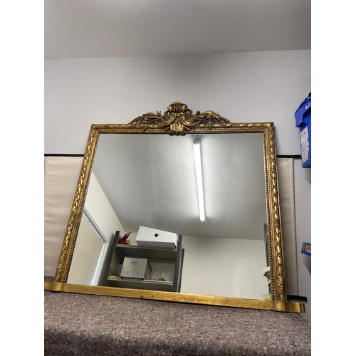 169A - Large Ornate Gilt Over Mantle Wall Mirror - in very good order 140cm x 123cm