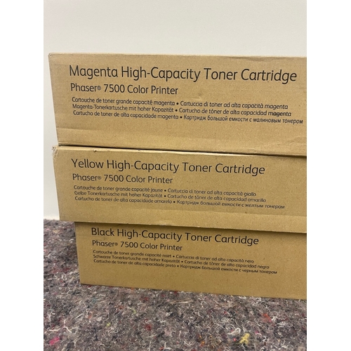 187 - New in Box Xerox Magenta / Yellow / Black High Capacity Toner Cartridge - Phaser 7500 colour printer