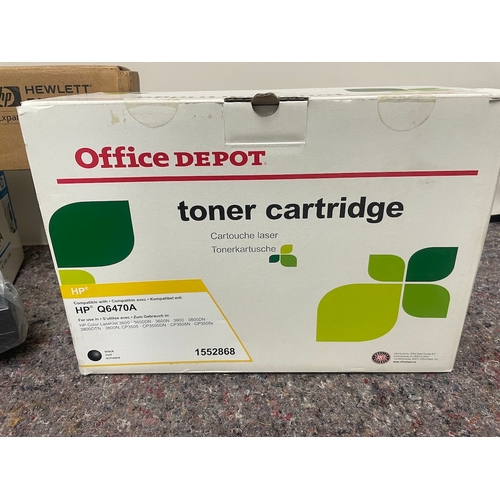 193 - collection of new in box HP Toner cartridges / roll paper + others