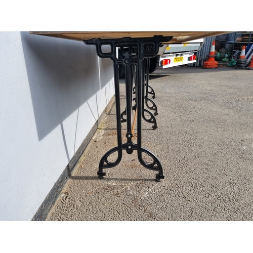 235 - A Pair Cafe / Bistro Tables - iron legs - no screws to fix