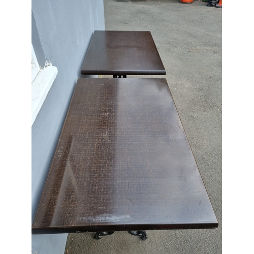 236 - A Pair Cafe / Bistro Tables - iron legs - no screws to fix