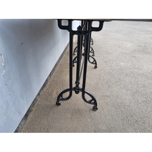 236 - A Pair Cafe / Bistro Tables - iron legs - no screws to fix