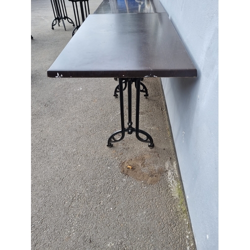 236 - A Pair Cafe / Bistro Tables - iron legs - no screws to fix