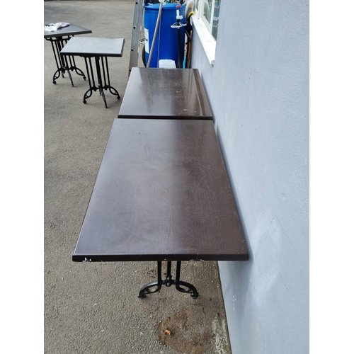 236 - A Pair Cafe / Bistro Tables - iron legs - no screws to fix