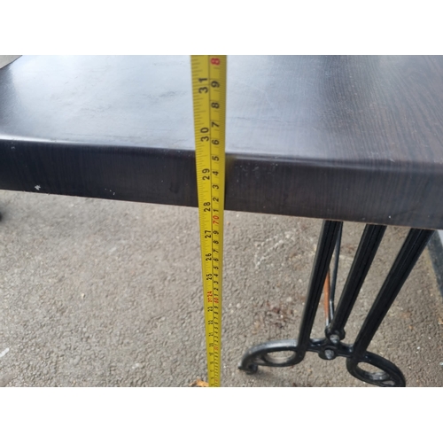 236 - A Pair Cafe / Bistro Tables - iron legs - no screws to fix