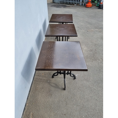 237 - Three pedestal cafe / bistro tables - no screws to fix