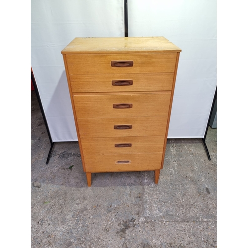 470 - Vintage tall boy chest of 6 drawers - A/F 65cm x 46cm x 116cm