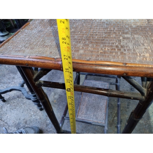 471 - 19th century mahogany stool + cane side table