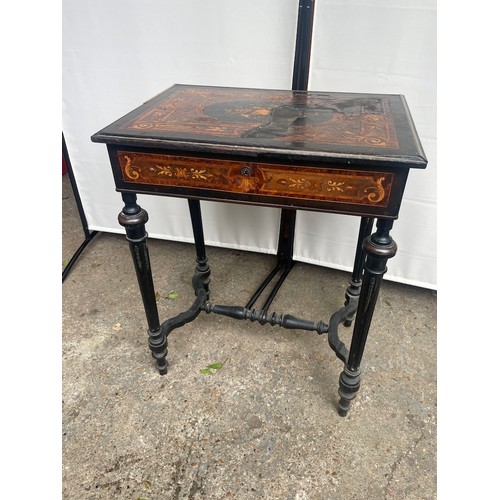 472 - 19th Century Ascetics Movement Secretaire - inlayed with fruitwoods - A/F damage to top