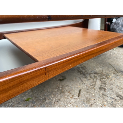 477 - Mid Century Teak G Plan Plank Coffee Table with Glass Top Insert and floating shelf by V B Wilkins -... 