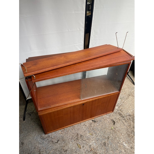 480 - Mid Century Teak Floating Shelf / Display System with key but as found / internal shelves missing - ... 