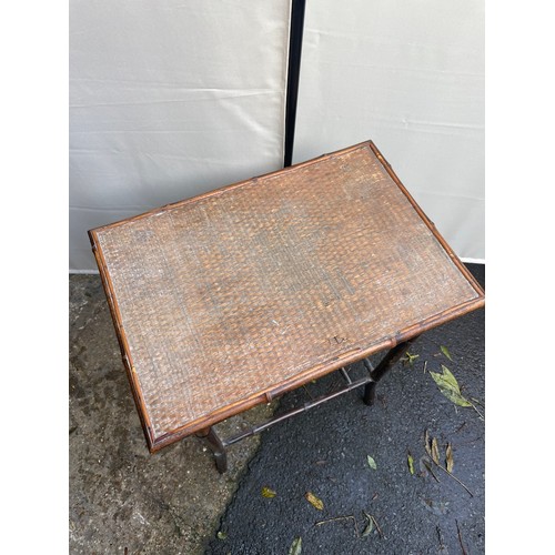 471 - 19th century mahogany stool + cane side table