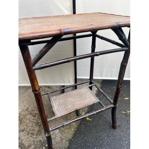 471 - 19th century mahogany stool + cane side table