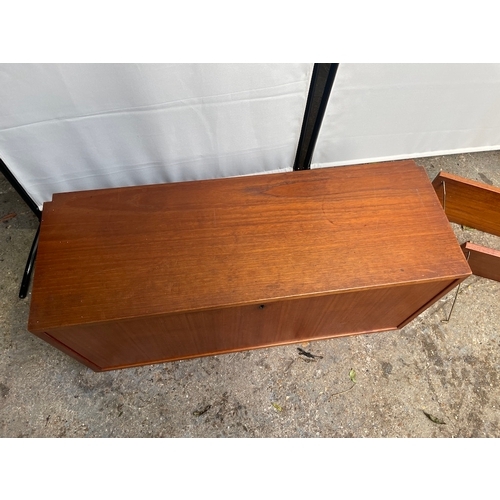 480 - Mid Century Teak Floating Shelf / Display System with key but as found / internal shelves missing - ... 