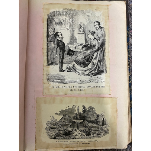 216 - 19th Century leather bound Scrap book full of various engravings and aqua tints