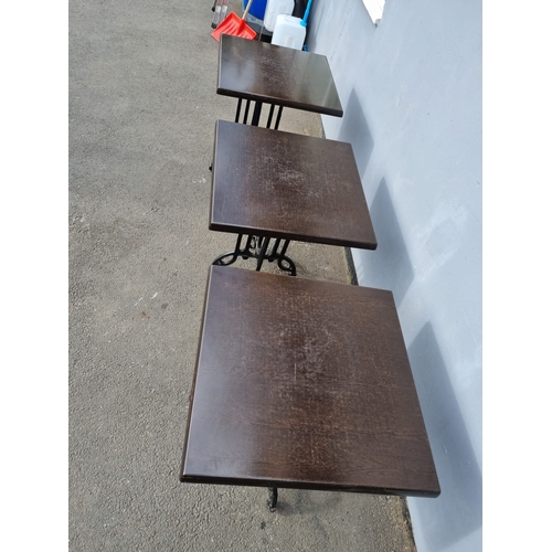 273 - Three pedestal cafe / bistro tables - no screws to fix