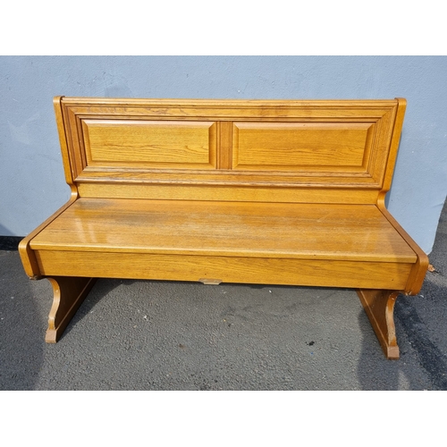 274 - Vintage Solid Oak Hall Bench / Pew with storage 140cm x 49cm x 90cm - A/F