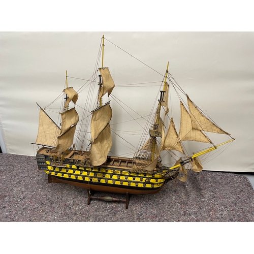 14 - Large Wooden Display Model of HMS Victory - looks in good order - 95cm x 75cm