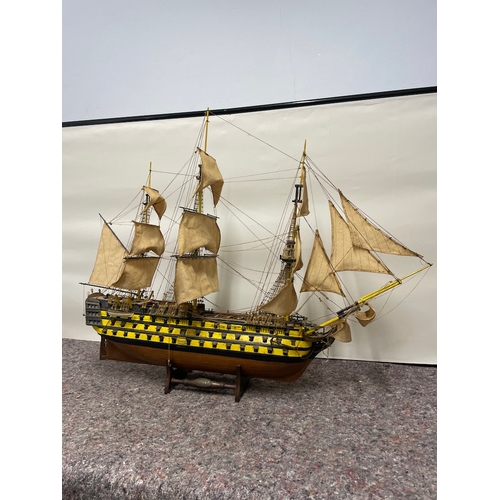 14 - Large Wooden Display Model of HMS Victory - looks in good order - 95cm x 75cm