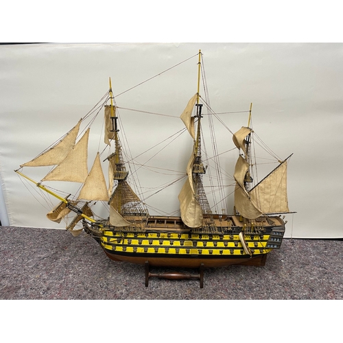 14 - Large Wooden Display Model of HMS Victory - looks in good order - 95cm x 75cm