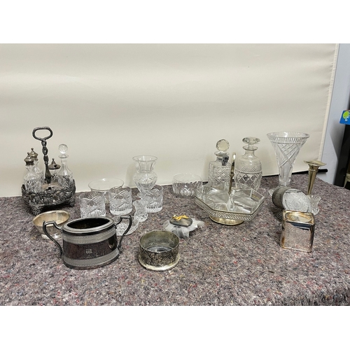 38 - Collection of antique / vintage glass / crystal / silver-plate