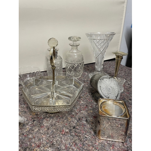 38 - Collection of antique / vintage glass / crystal / silver-plate