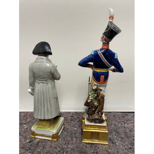 44 - Two vintage porcelain figures of Napoleon & Solider - Napoleon A/F