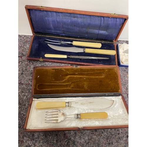 54 - Vintage cased Silver plate carving / serving cutlery