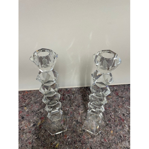 61 - Pair of Crystal Villeroy & Boch Candlesticks - no damage very good order