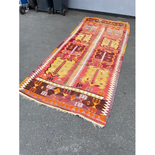 192 - Large vintage Kilim rug / carpet approx 360cm x 140cm in very good order