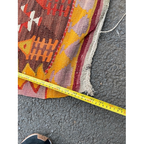 192 - Large vintage Kilim rug / carpet approx 360cm x 140cm in very good order