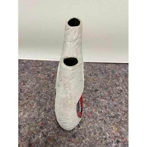 71 - Vintage 1960's ceramic double necked vase by Mar Maca - in good order - 27cm x 22cm