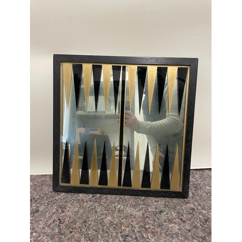 80 - Vintage 1970s M A Welch 1976 Retro Mirrored Backgammon board 44cm x 44cm