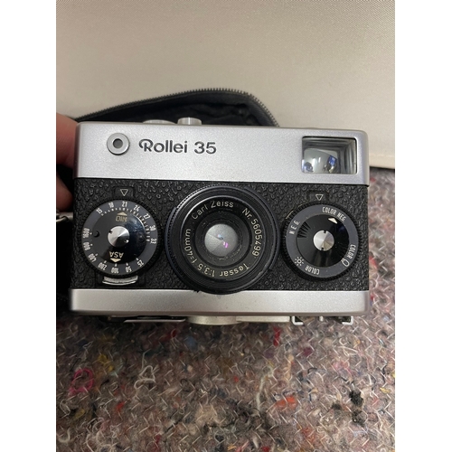 91 - Vintage Rollei 35 Camera with Flash - in very good order some slight marks / dimple to rear as shown