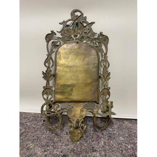 109 - 19th Century brass bevelled mirrored girandole - 29cm x 48cm