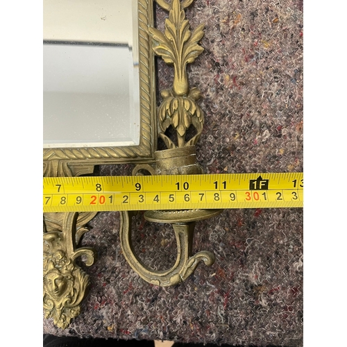 109 - 19th Century brass bevelled mirrored girandole - 29cm x 48cm