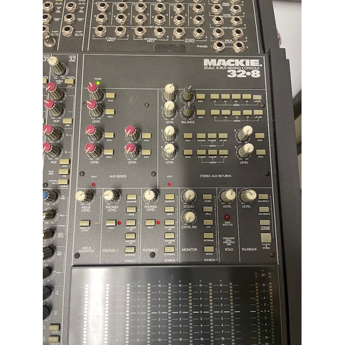 138 - Mackie 32 x 8 x B Bus Mixing Console with Mackie 220 watt power supply and cover - powers up ( this ... 