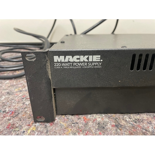 138 - Mackie 32 x 8 x B Bus Mixing Console with Mackie 220 watt power supply and cover - powers up ( this ... 