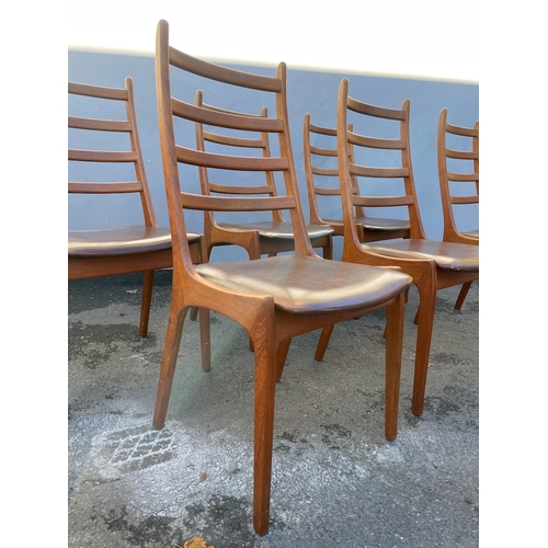 142 - Set of 6 vintage Danish high-back teak dining chairs by Korup Stolefabrik - in very good order - 1 s... 