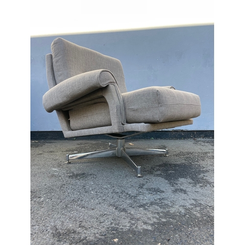 143 - Vintage 1970's Howard Keith Fabric Swivel Armchair  - 85cm x 85cm x 79cm