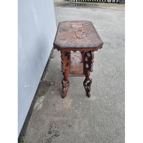 151 - Vintage Carved Indian Hardwood Side / Console Table - 65cm x 38cm x 66cm