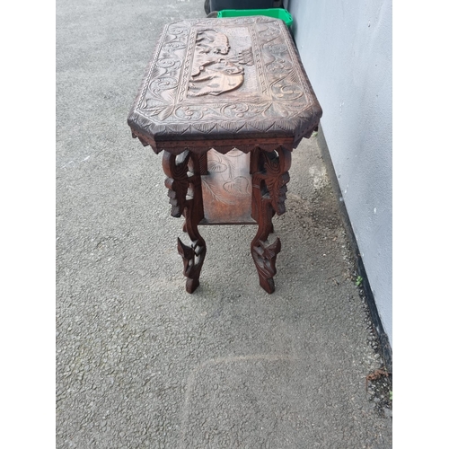 151 - Vintage Carved Indian Hardwood Side / Console Table - 65cm x 38cm x 66cm