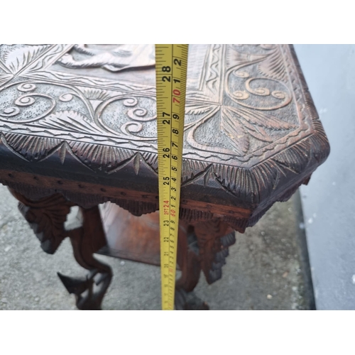 151 - Vintage Carved Indian Hardwood Side / Console Table - 65cm x 38cm x 66cm