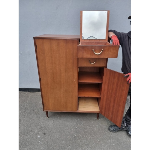 152 - Mid Century Teak G Plan Gentleman's Wardrobe - 94cm x 137cm x 46cm - ring handle needs reattaching