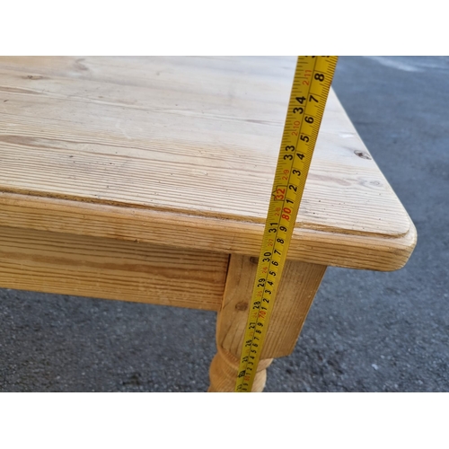 158 - Vintage natural pine country kitchen table with drawer - 138cm x 75cm x 79cm