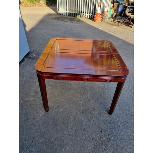 159 - Vintage Oriental Rosewood extendable dining table - in good order - 78cm x 112cm x 114cm + extended ... 