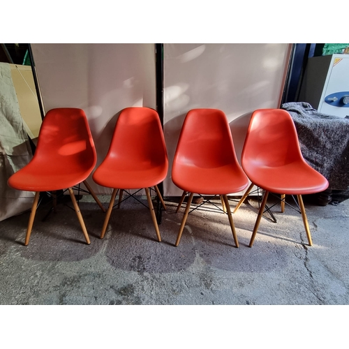 164 - Set of 4 Modern Vitra Eames Eiffel Chairs Orange (4)