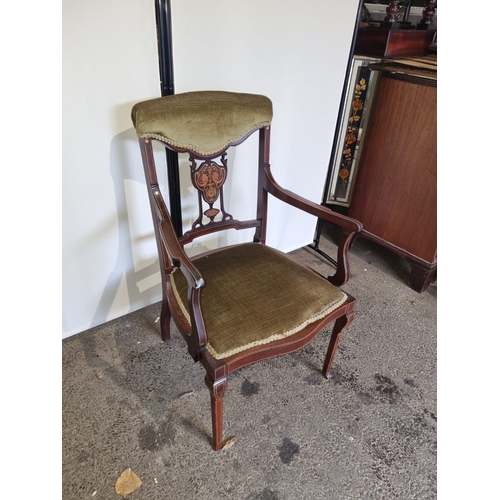 165 - Edwardian Mahogany Upholstered Armchair