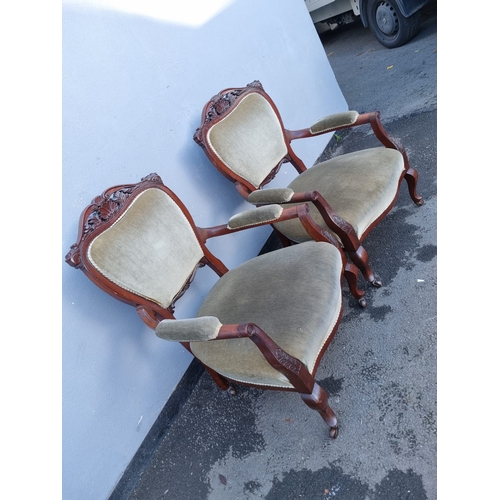 176 - 19th century pair of upholstered and mahogany framed armchairs