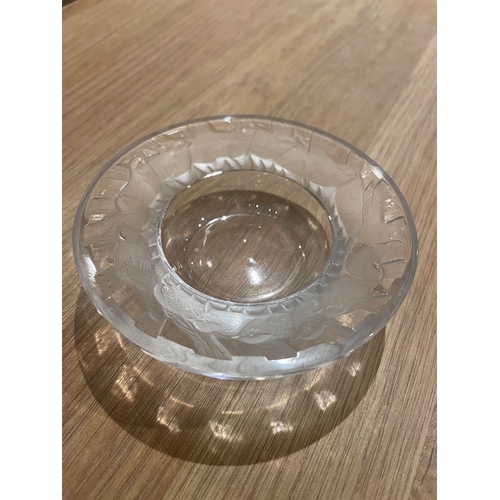 79A - Lalique Irene Circle of Birds Clear and Satin Crystal Pin Dish - 9cm in very good order